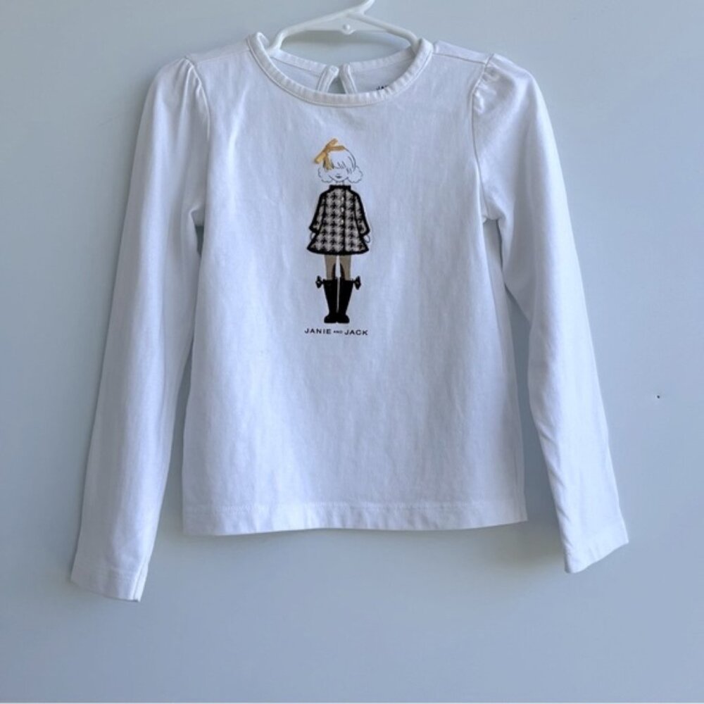 Janie and Jack Long Sleeve Embellished Tee Shirt Size 4
